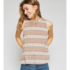 Striped Mock Neck top